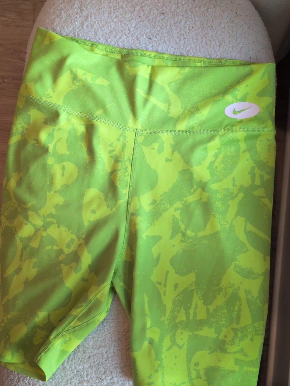 Nike Women Neon Yellow-Green Camo Bike Shorts